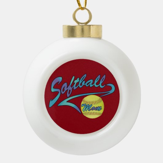 Fastpitch Softball Ma Athletic Tail Keramische Bal Ornament (Voorkant)
