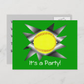 Fastpitch Softball Party Uitnodiging (Voorkant / Achterkant)