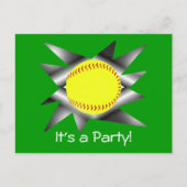 Fastpitch Softball Party Uitnodiging Briefkaart (Voorkant)