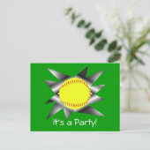 Fastpitch Softball Party Uitnodiging Briefkaart (Staand voorkant)