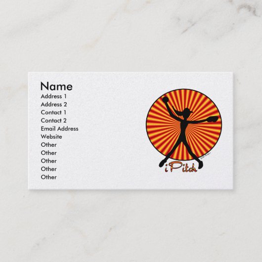 Fastpitch Softball Pitcher's handelskaart Visitekaartje (Voorkant)