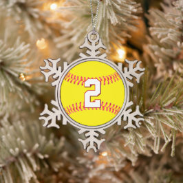 Fastpitch Softball Player Custom Jersey Number Tin Sneeuwvlok Ornament
