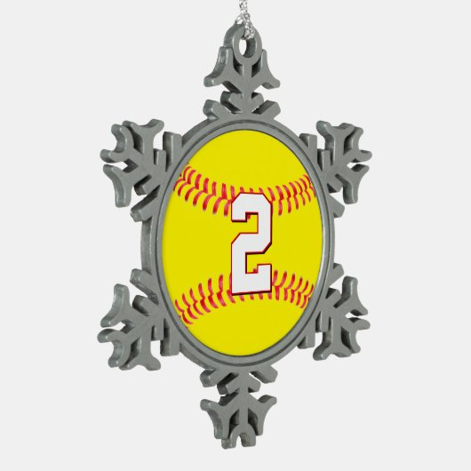 Fastpitch Softball Player Custom Jersey Number Tin Sneeuwvlok Ornament (Links)