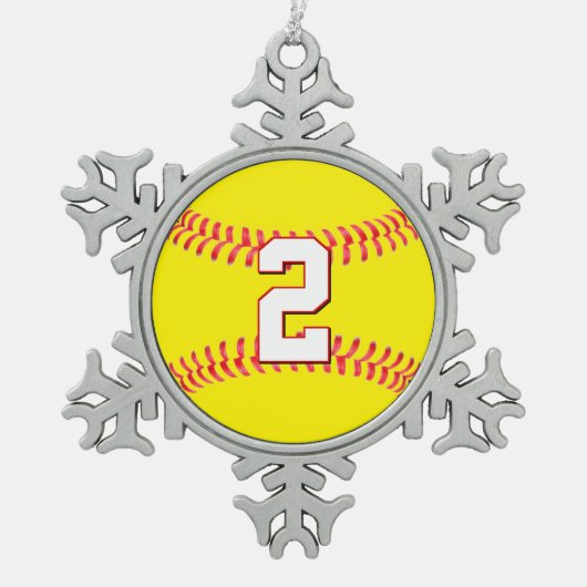 Fastpitch Softball Player Custom Jersey Number Tin Sneeuwvlok Ornament (Voorkant)