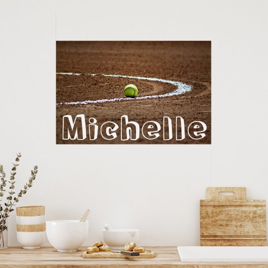 Fastpitch Softball Player Custom Name/Text Poster (Keuken)