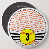 Fastpitch Softball Player Custom Photo and Number Ronde Button 6,0 Cm (Voorkant /achterkant)