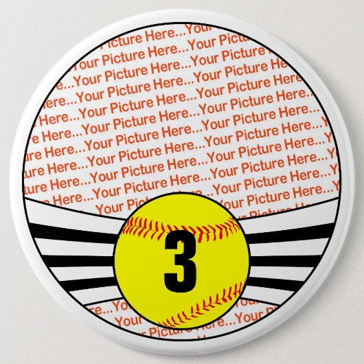 Fastpitch Softball Player Custom Photo and Number Ronde Button 6,0 Cm (Voorkant)