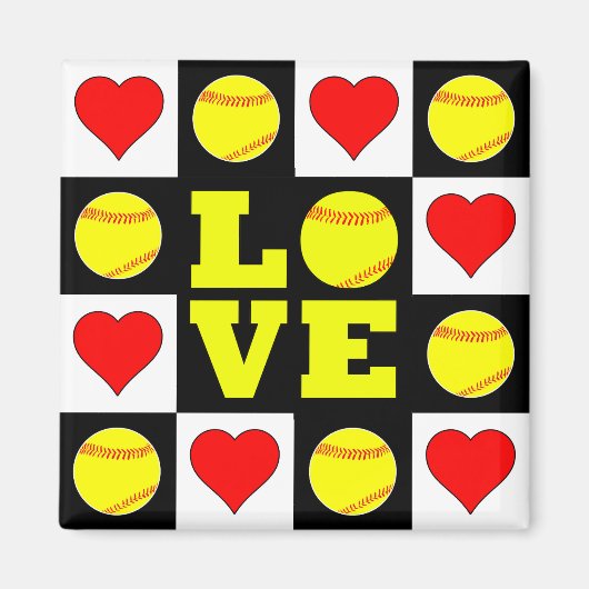 Fastpitch Softball Player LOVE Cute Decorative Magneet (Voorkant)