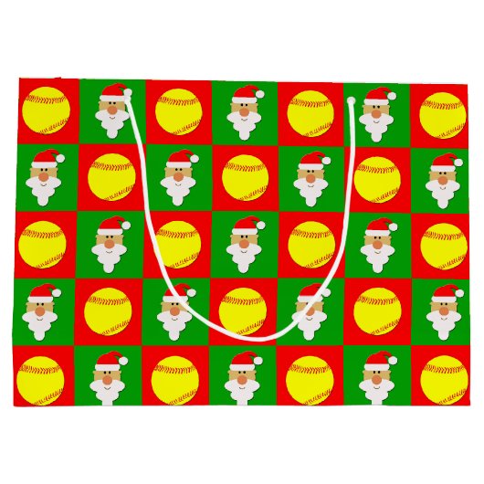 Fastpitch Softball & Santa Merry Kerstmis Groot Cadeauzakje (Achterkant)