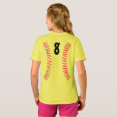 Fastpitch Softball Seams met Player Jersey Number T-shirt (Achterkant volledig)