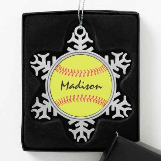 Fastpitch Softball Snowflake kerstversiering Tin Sneeuwvlok Ornament (Kistje)
