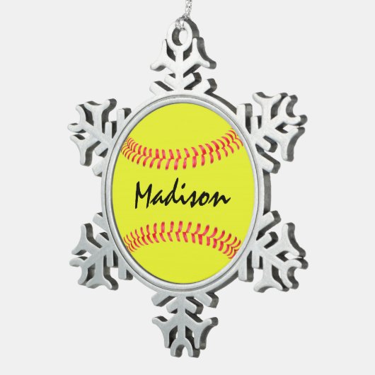Fastpitch Softball Snowflake kerstversiering Tin Sneeuwvlok Ornament (Rechts)