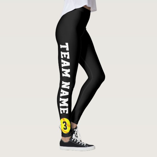  Fastpitch Softball Team Name and Player Number Leggings (Rechts)