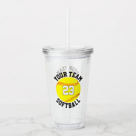 Fastpitch Softball Team Name & Player Number Sport Acryl Drinkbeker