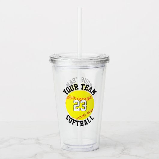 Fastpitch Softball Team Name & Player Number Sport Acryl Drinkbeker (Voorkant)