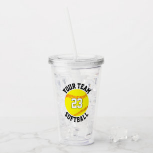 Fastpitch Softball Team Name & Player Number Sport Acryl Drinkbeker