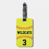 Fastpitch Softball Team Name & Player Number Sport Bagagelabel (Achterkant verticaal)
