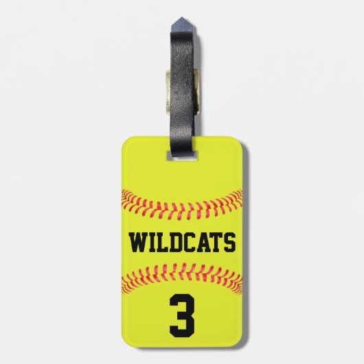 Fastpitch Softball Team Name & Player Number Sport Bagagelabel (Achterkant verticaal)