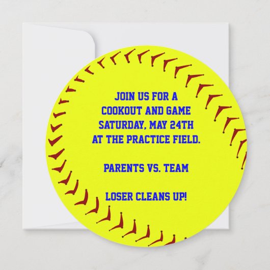 Fastpitch Softball-uitnodigingen Kaart (Achterkant)