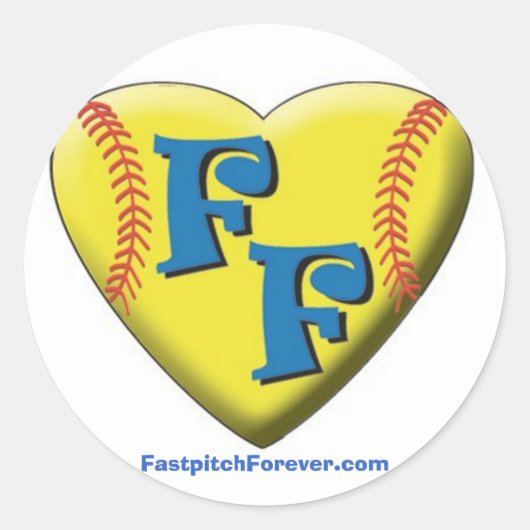 FastpitchForever.com Hart Logo Ronde Sticker (Voorkant)