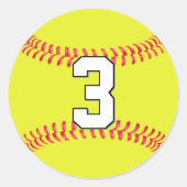 Fastpitpeller Softball Player Custom Number of Let Ronde Sticker (Voorkant)