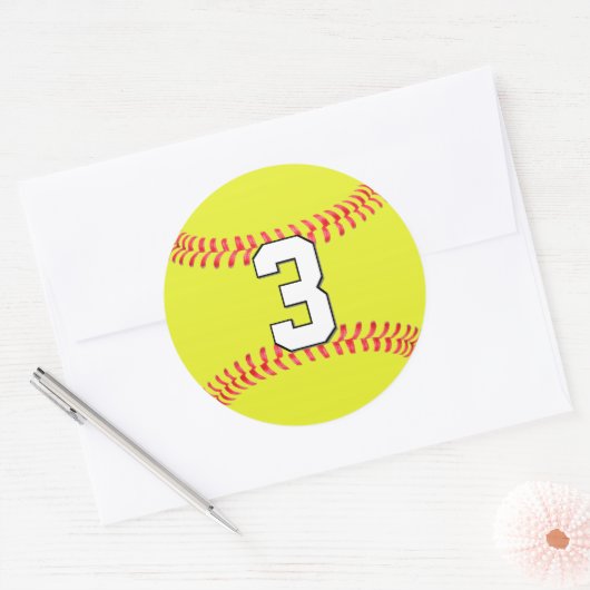 Fastpitpeller Softball Player Custom Number of Let Ronde Sticker (Envelop)