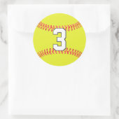 Fastpitpeller Softball Player Custom Number of Let Ronde Sticker (Tas)