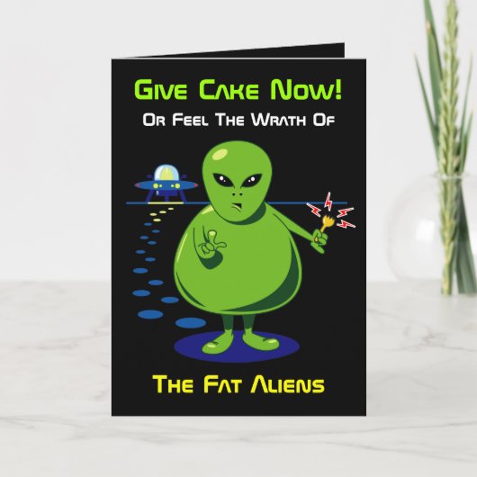 Fat Alien Invasion Birthday Card Kaart (Voorkant)