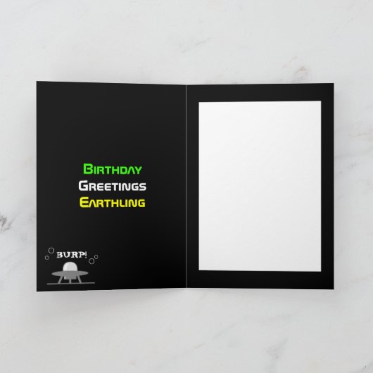 Fat Alien Invasion Birthday Card Kaart (Binnen)