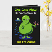 Fat Alien Invasion Birthday Card Kaart (Gele Bloem)