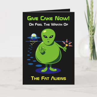 Fat Alien Invasion Birthday Card Kaart