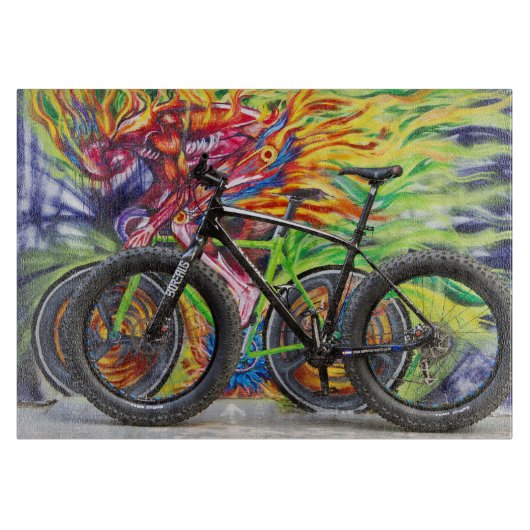 Fat Bike en Flames Snijplank (Voorkant)
