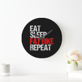 Fat Bike fat tires Cruiser Eat Sleep Repeat Grunge Grote Klok (Huis)