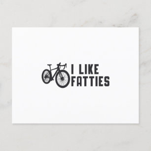 Fat Bike Ik hou van Fatties Biker Biking Retro Briefkaart