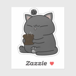 Fat Black Cat Burnt Toast Sticker