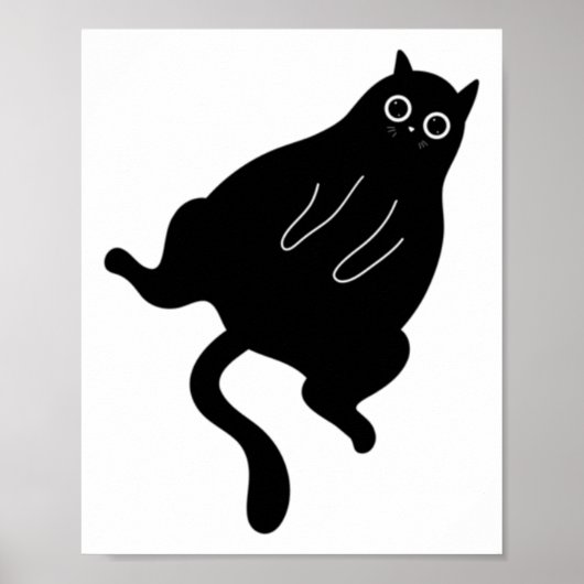 Fat Black Cat Sticker Sticker Poster (Voorkant)
