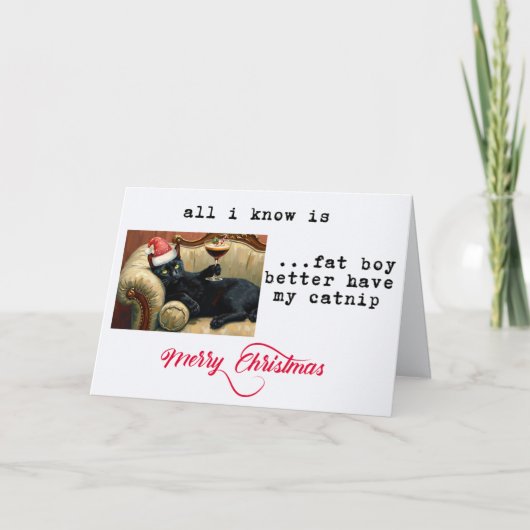 Fat Boy Better Have My Catnip Funny Christmas Feestdagen Kaart (Voorkant)