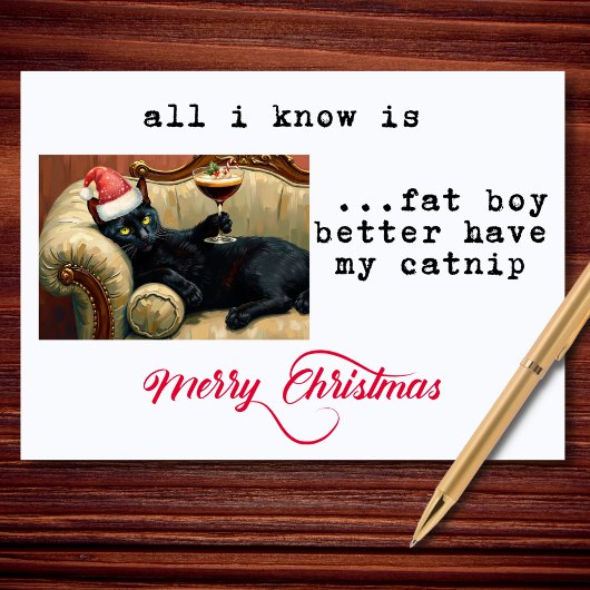 Fat Boy Better Have My Catnip Funny Christmas Feestdagen Kaart