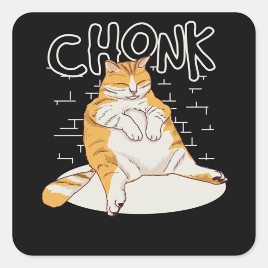 Fat Cat Chonk Scale Chonky Meme Chonker Cat Vierkante Sticker (Voorkant)