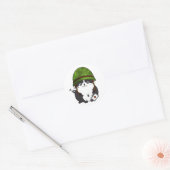 Fat Cat draagt legerhelm Ronde Sticker (Envelop)