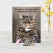 Fat Cat en Little Birdie Funny Birthday Kaart (Gele Bloem)