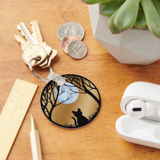 Fat Cat Keychain Black Cat Gifts Pet Keychains (Bureau)