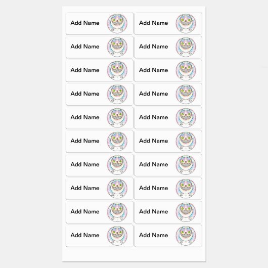 Fat Cat met Cheshire Cat Grin Labels (Vel)