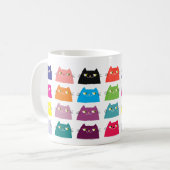 Fat Cat Pattern Cartoon Kleurrijke Funny Vibrant Koffiemok (Voorkant links)
