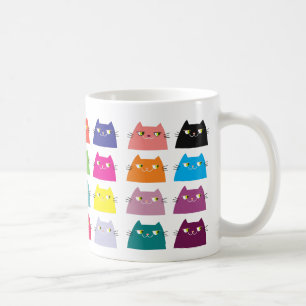 Fat Cat Pattern Cartoon Kleurrijke Funny Vibrant Koffiemok