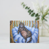 Fat Cat Reclining Briefkaart (Staand voorkant)