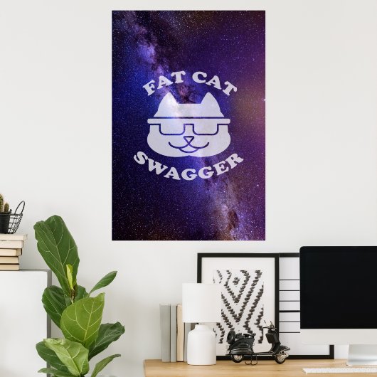 Fat Cat Swagger - Galaxy Edition Poster (Thuiskantoor)
