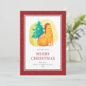 Fat Cat Tree Snow Red Merry Christmas-Kaart Feestdagenkaart (Staand voorkant)
