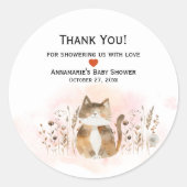 Fat Cat Whimiscal-Baby shower | Ronde Sticker (Voorkant)