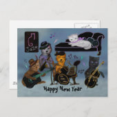 Fat Cats Nieuwjaar Jam Feestdagenkaart (Voorkant / Achterkant)